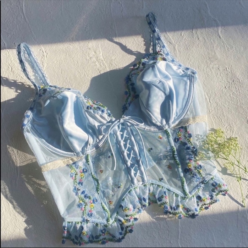 Bustier For Love and Lemons Midsummer Heart Embroidered Collection